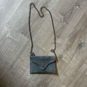Suede Chain Strap Clutch